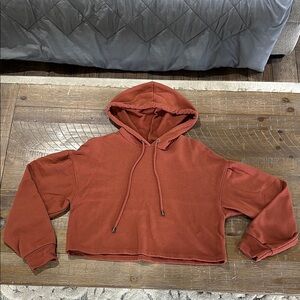 Wild Fable Burnt Orange/Rust Colored Cropped Hooded Sweatshirt